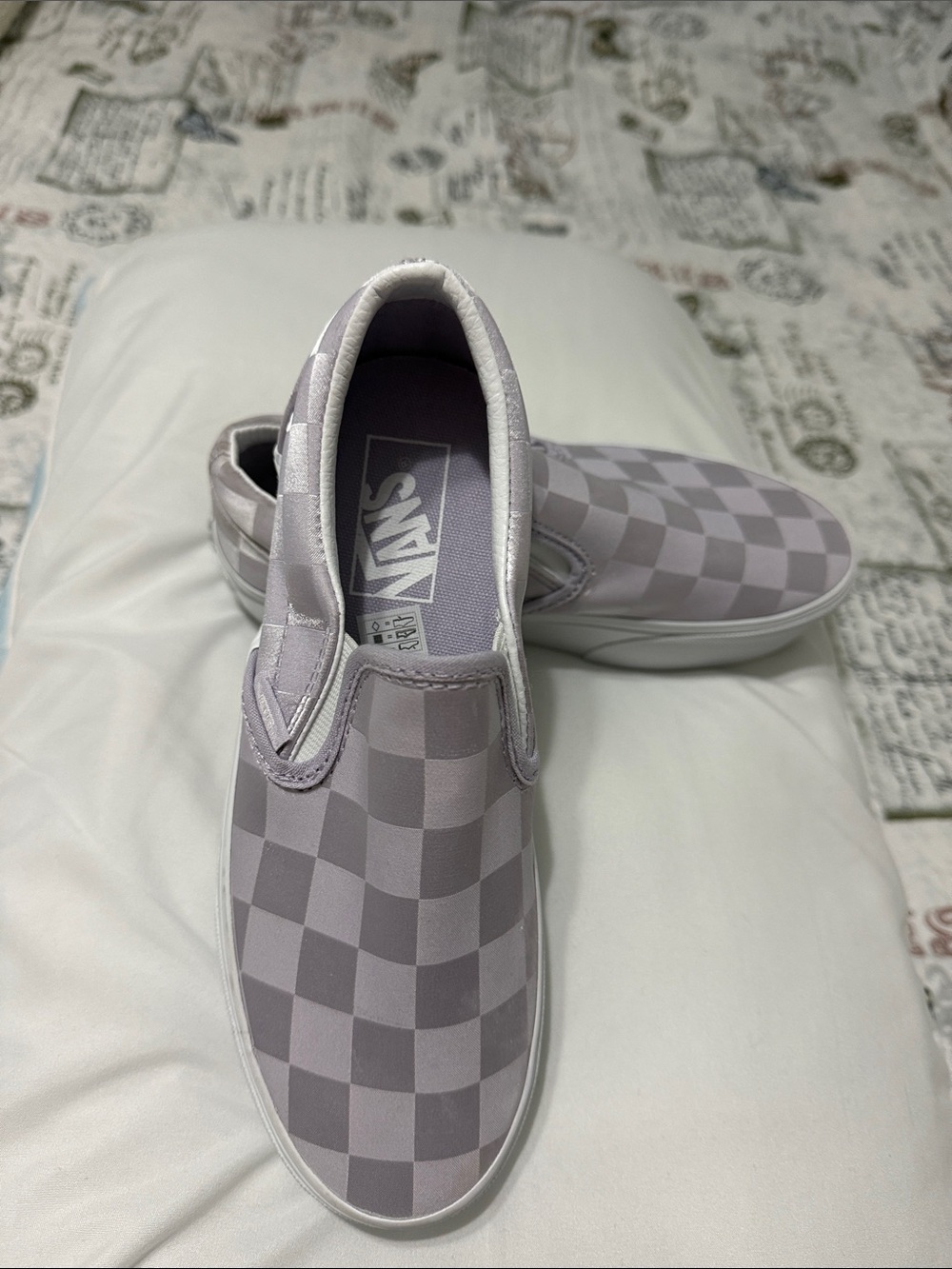 Vans Slip-On Checkerboard Sneakers - Lavender/Gray